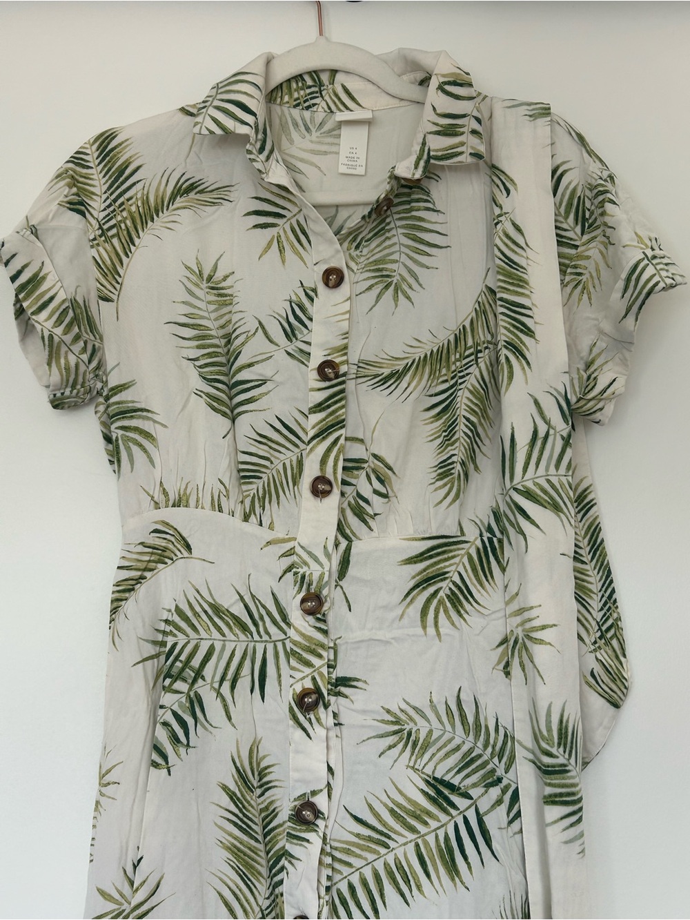 2 for 10$ ☀️Palm print collared dress with a button-down front sz 4 - Picture 5 of 16